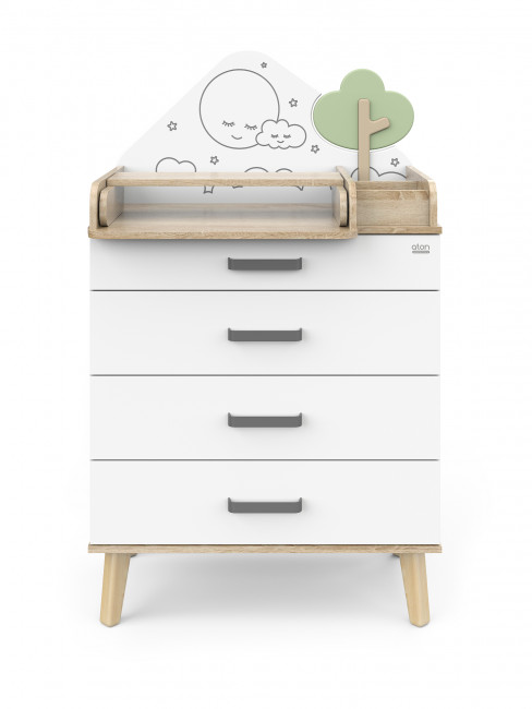 Комод пеленальный "Lumi", 4-е ящика, ЛДСП, дуб сонома-белая аляска